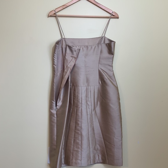 BCBGMaxAzria Cocktail Raw Silk Fully Lined Zip Spaghetti Strap Sheath Dress 10 - Picture 8 of 17
